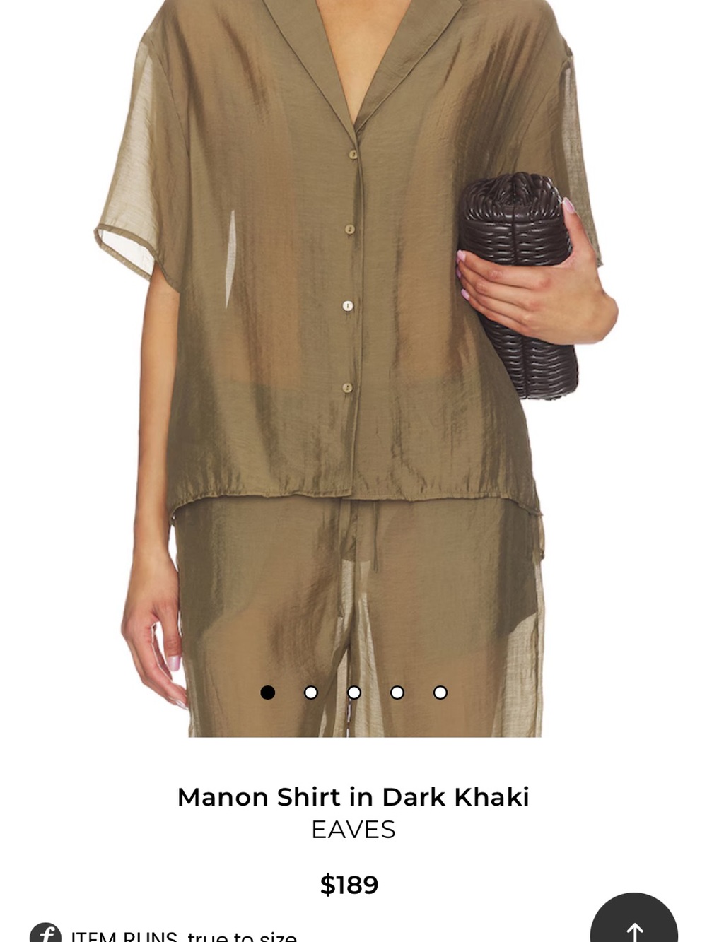 Revolve EAVES Manon Shirt in Dark Khaki